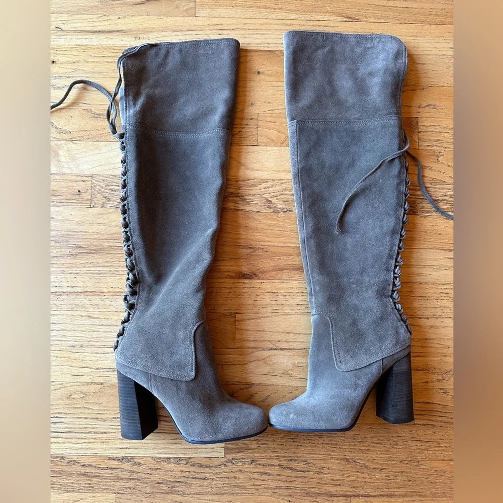 Vince Camuto over the knee Talla boot light brown lace back 9 - Picture 2 of 5
